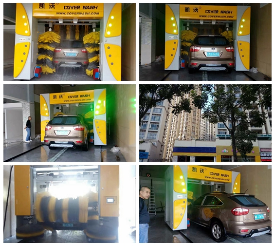 中國廣東省廣東增城區(qū)安裝升級版3017款凱沃龍門7刷往復(fù)式電腦洗車機現(xiàn)場